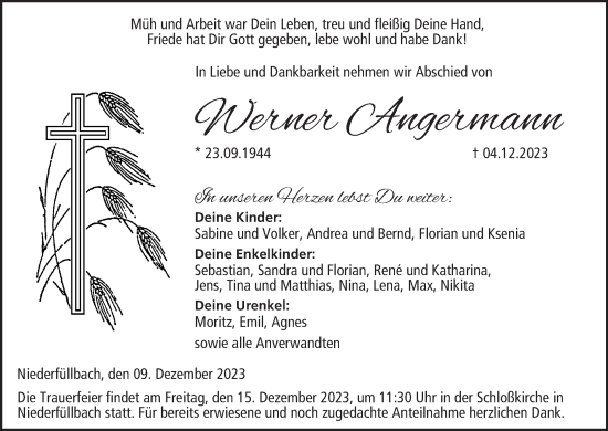 Anzeige von Werner Angermann von MGO
