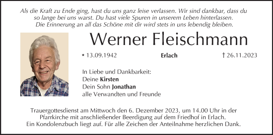 Anzeige von Werner Fleischmann von MGO