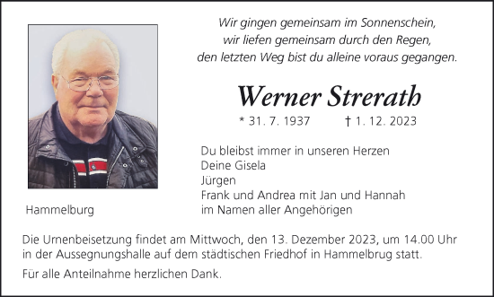 Anzeige von Werner Strerath von MGO
