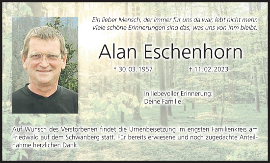Anzeige von Alan Eschenhorn von MGO