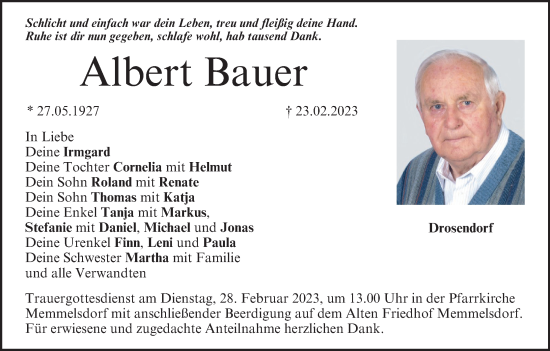 Anzeige von Albert Bauer von MGO