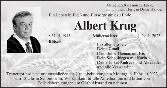 Anzeige von Albert Krug von MGO