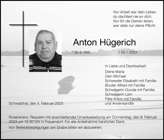 Anzeige von Anton Hügerich von MGO