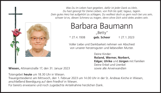 Anzeige von Barbara Baumann von MGO