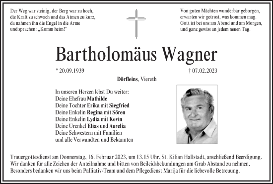 Anzeige von Bartholomäus Wagner von MGO