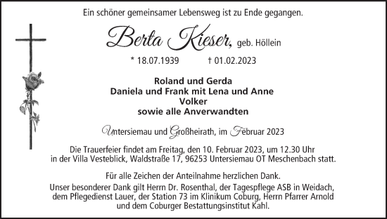 Anzeige von Berta Kieser von MGO