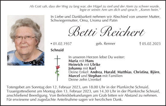 Anzeige von Betti Reichert von MGO