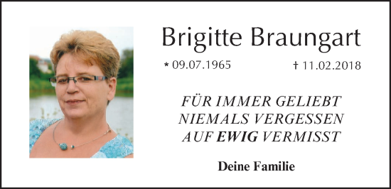 Anzeige von Brigitte Braungart von MGO