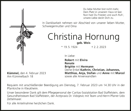 Anzeige von Christina Hornung von MGO