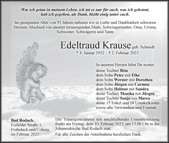 Anzeige von Edeltraud Krause von MGO