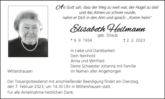 Anzeige von Elisabeth Heilmann von MGO