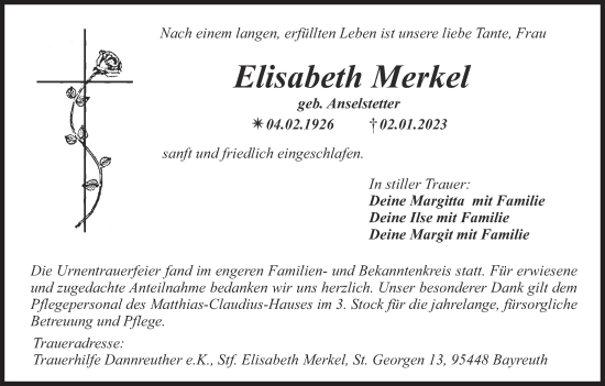 Anzeige von Elisabeth Merke von MGO