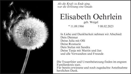 Anzeige von Elisabeth Oehrlein von MGO
