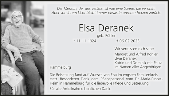 Anzeige von Elsa Deranek von MGO