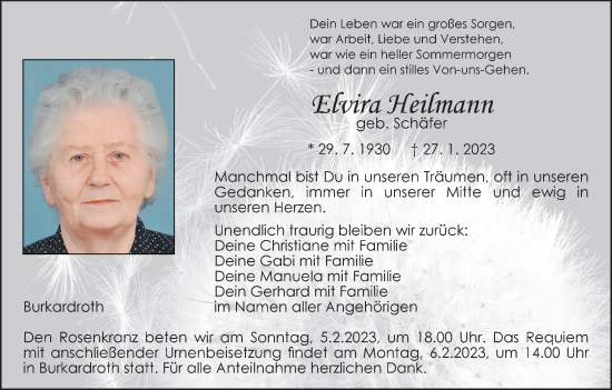 Anzeige von Elvira Heilmann von MGO