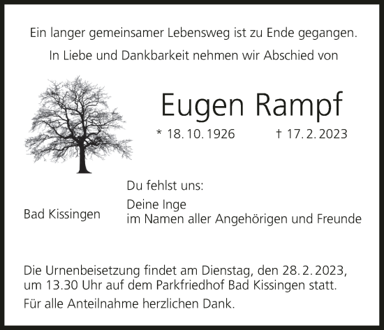 Anzeige von Eugen Rampf von MGO