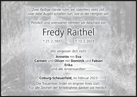 Anzeige von Fredy Raithel von MGO