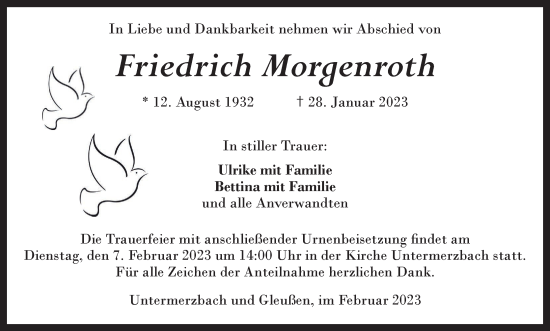 Anzeige von Friedrich Morgenroth von MGO