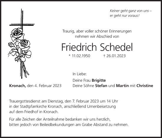 Anzeige von Friedrich Schedel von MGO