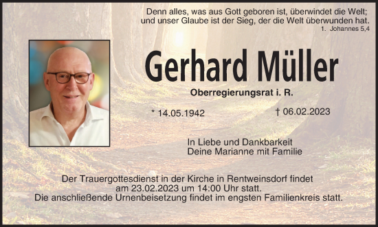 Anzeige von Gerhard Müller von MGO