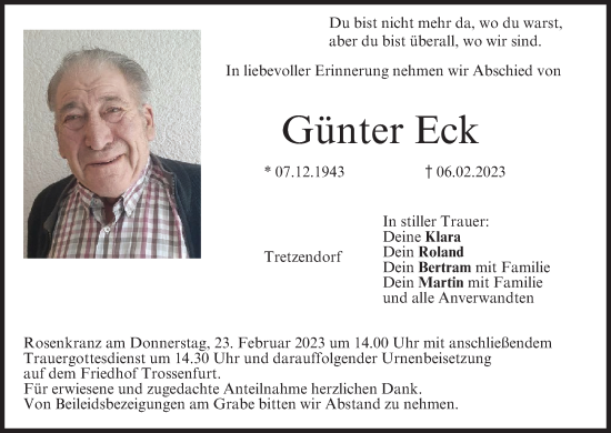 Anzeige von Günter Eck von MGO
