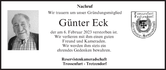 Anzeige von Günter Eck von MGO