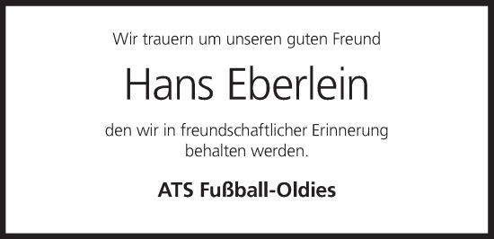 Anzeige von Hans Eberlein von MGO