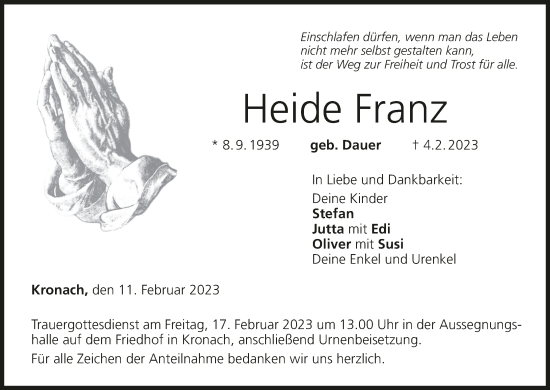 Anzeige von Heide Franz von MGO