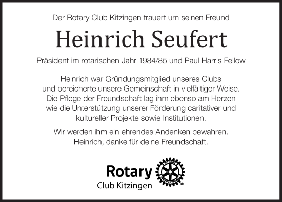 Anzeige von Heinrich Seufert von MGO