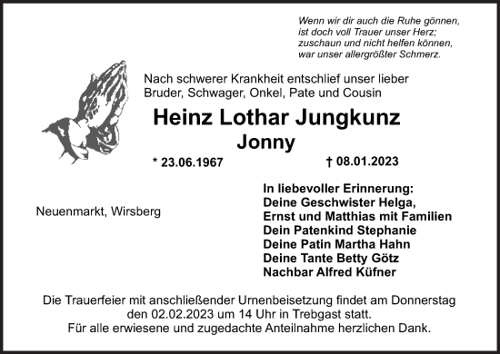 Anzeige von Heinz Lothar Jungkunz von MGO