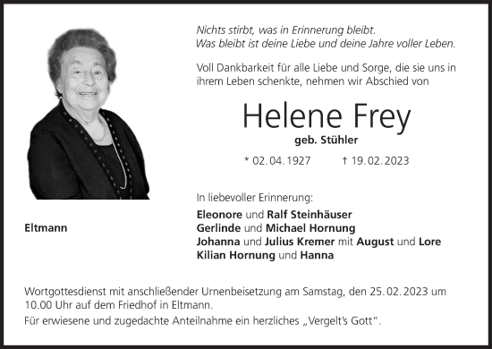 Anzeige von Helene Frey von MGO