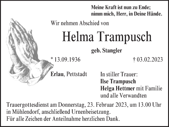 Anzeige von Helma Trampusch von MGO