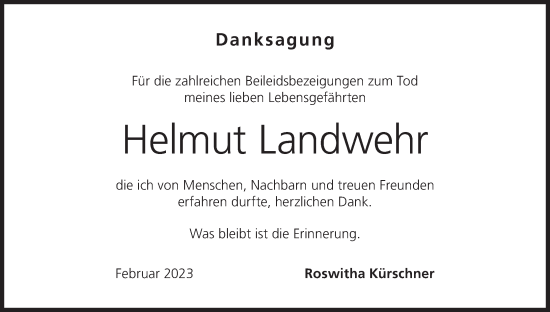 Anzeige von Helmut Landwehr von MGO