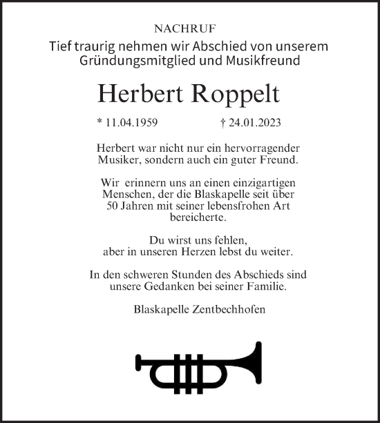 Anzeige von Herbert Roppelt von MGO