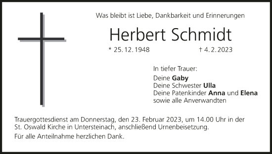 Anzeige von Herbert Schmidt von MGO