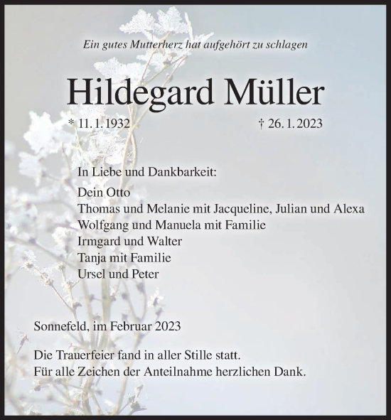 Anzeige von Hildegard Müller von MGO