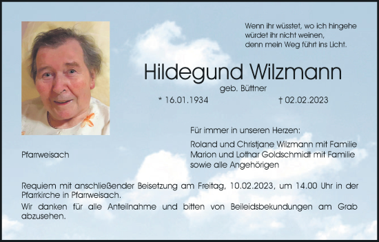 Anzeige von Hildegund Wilzmann von MGO