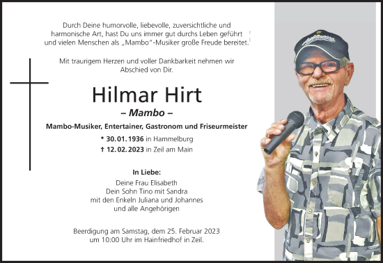 Anzeige von Hilmar Hirt von MGO