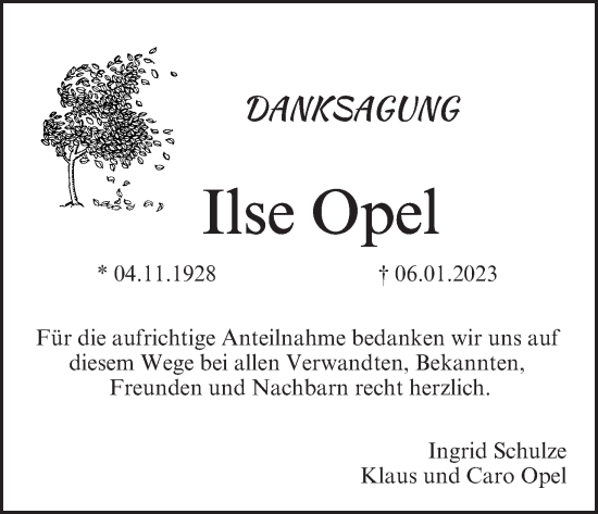 Anzeige von Ilse Opel von MGO