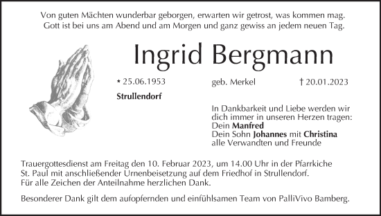 Anzeige von Ingrid Bergmann von MGO