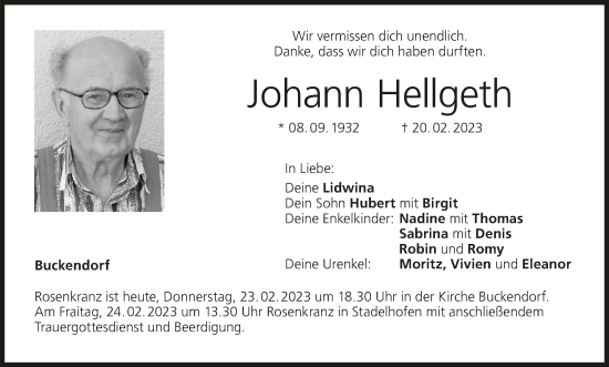 Anzeige von Johann Hellgeth von MGO
