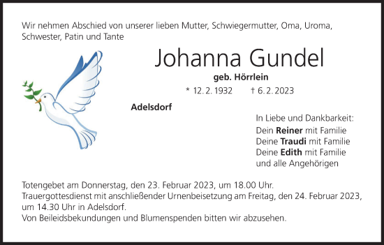 Anzeige von Johanna Gundel von MGO