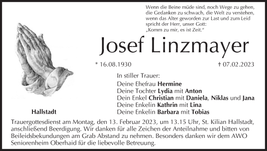 Anzeige von Josef Linzmayer von MGO