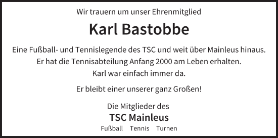 Anzeige von Karl Bastobbe von MGO