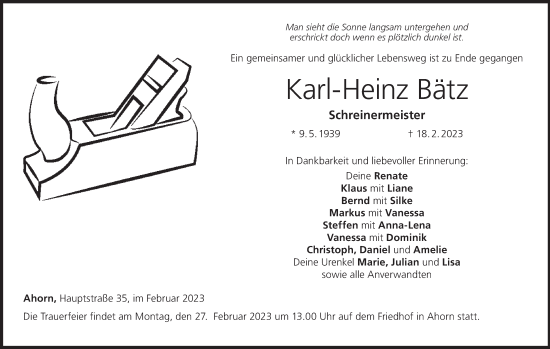 Anzeige von Karl-Heinz Bätz von MGO