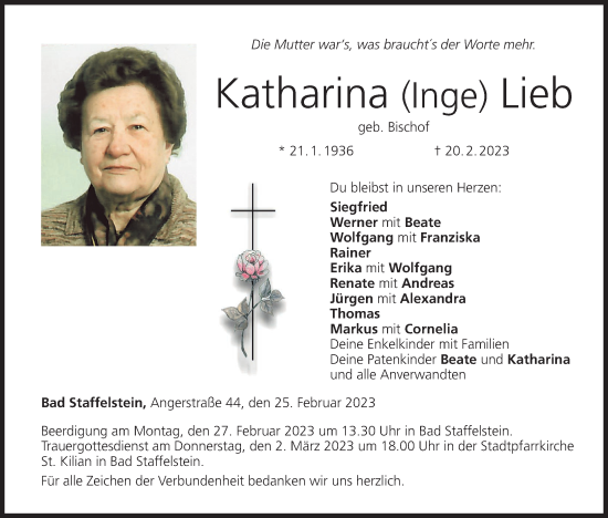 Anzeige von Katharina  Lieb von MGO