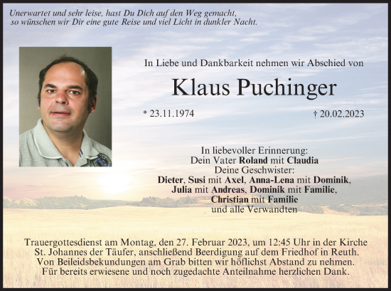 Anzeige von Klaus Puchinger von MGO