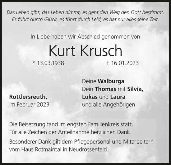 Anzeige von Kurt Krusch von MGO