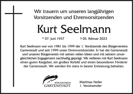 Anzeige von Kurt Seelmann von MGO