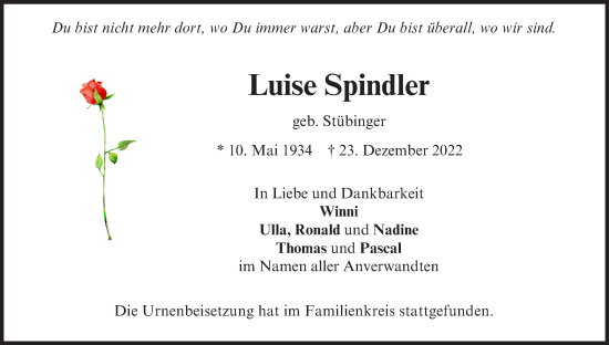 Anzeige von Luise Spindler von MGO